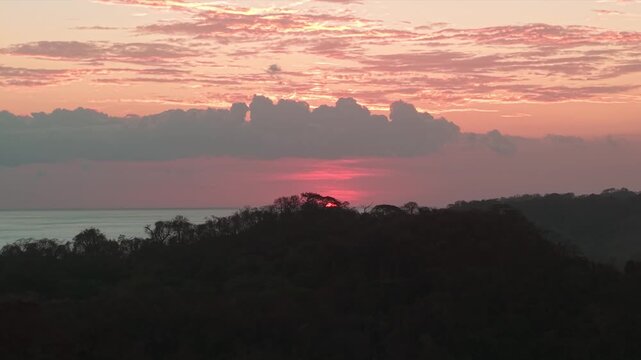 Drone view of sunset sky at Playa Barrigona, Costa Rica