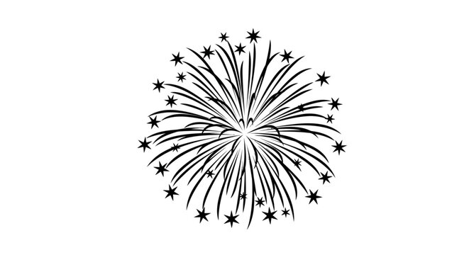 Happy independence day 4th of July Firework explosion, black firework, starburst icon, celebration graphic Vector