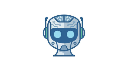 Fototapeta premium Robot head with brain circuits, futuristic AI, technological innovation.
