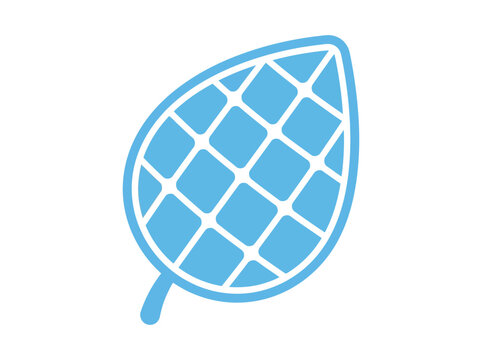 Simple leaf with solar cell pattern, icon for green energy and eco concept.