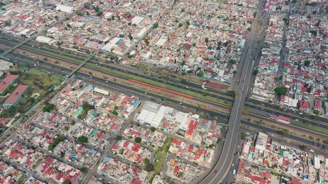 High altitude perspective of metropolitan infrastructure in Ecatepec
