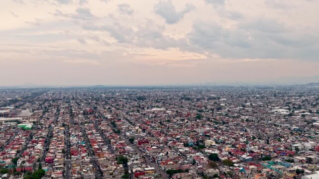 Drone hyperlapse capturing dense neighborhoods in Mexico