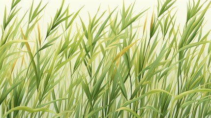 Naklejka premium Watercolor Seamless Pattern of Green Wheat Stalks in Soft Natural Light