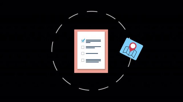 Checklist At Location Tack Animation 4K On Alpha