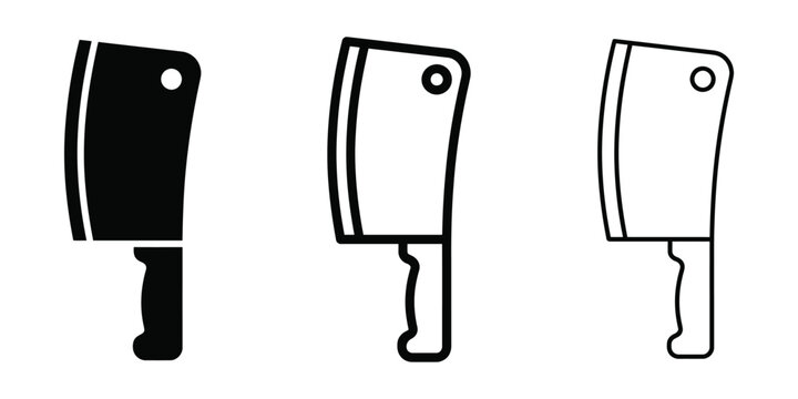 Meat cleaver knife icon silhouette vector, bold outline and line art design