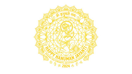 Happy hanuman jayanti 2024 golden mandala greeting design © Jepe