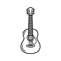 Naklejka premium Minimalist black line art illustration of an acoustic guitar