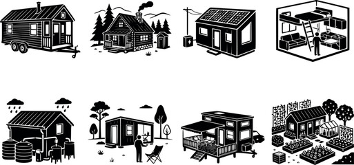 Obraz premium Collection Of Small House Vector Illustrations On White Background