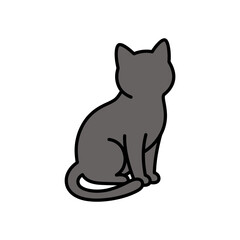 Obraz premium A simple cartoon illustration of a grey cat sitting
