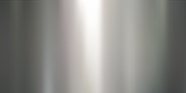 Realistic shiny silver metal gradient texture. Vector horizontal steel background.