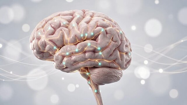 3D Medical Animation of Human Brain Anatomy with Glowing Neural Pathways