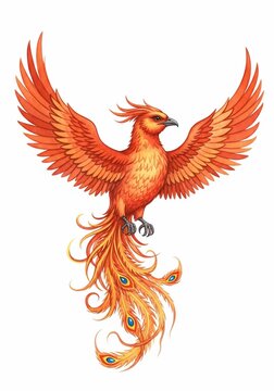 Fiery phoenix rising illustration