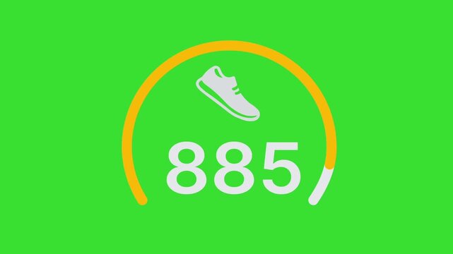 Foot Steps Counter on Web for Fitness on Green Screen Animation 4K