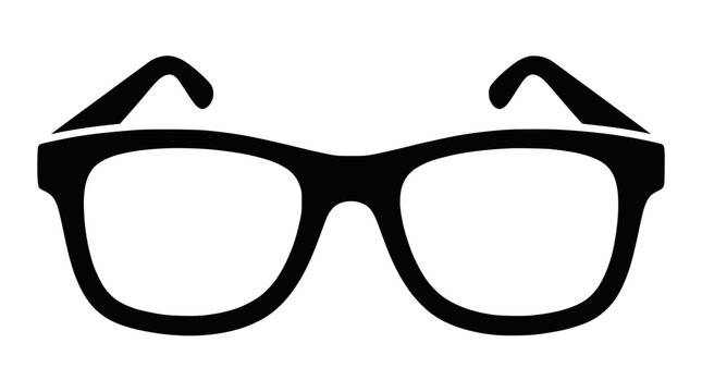 Classic eyeglasses frames silhouette icon on dark background.