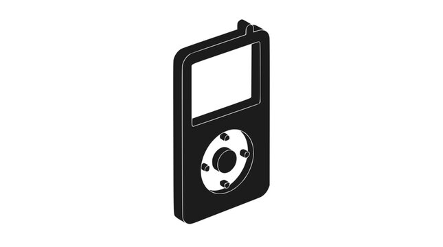 Classic portable MP3 player with scroll wheel icon.