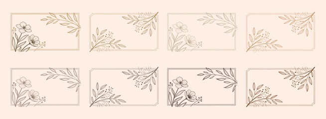 Fototapeta premium Black and white floral frame borders