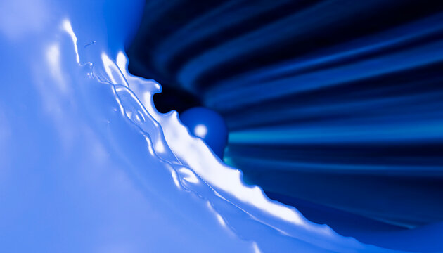 Vibrant close-up of blue liquid swirling into a vortex creating an artistic abstract pattern. Illustration, rendering