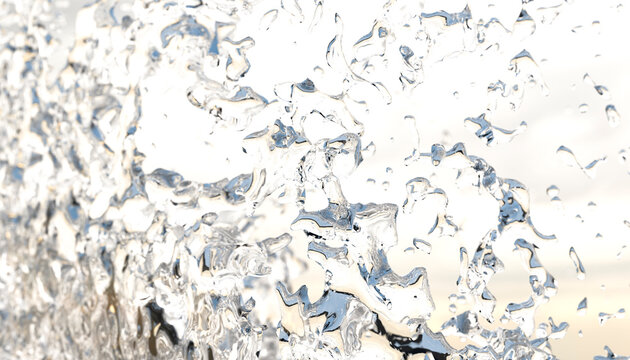 Close-up of translucent ice formations with a soft gradient background. Illustration, rendering