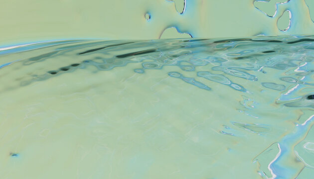 Abstract image of shimmering water with light blue and green hues. Illustration, rendering