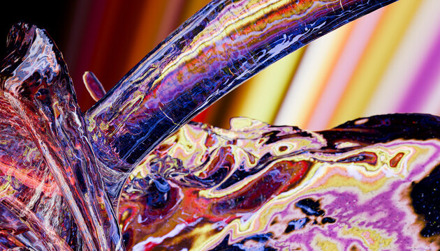 Abstract close-up of vibrant, multicolored light refractions creating a striking visual effect. Illustration, rendering