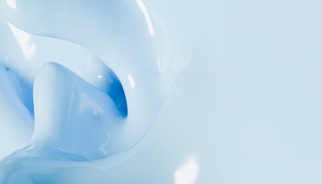 Abstract smooth swirling pattern of light blue and white shades with glossy texture