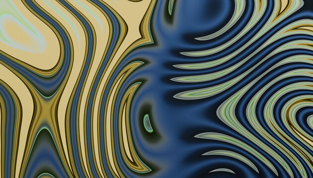 Abstract fluid design with swirling blue, green, and beige patterns creating dynamic waves.