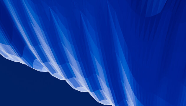 Abstract blue and white geometric pattern with dynamic shapes and shades.