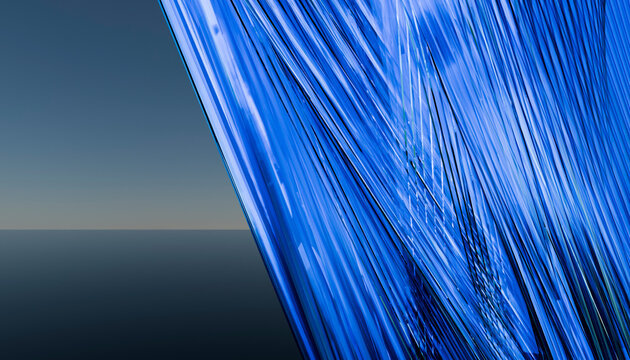 Dynamic abstract art showcasing vivid blue diagonal lines against a serene minimalist background.