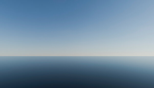 Tranquil view of a calm sea meeting a clear blue sky with a serene horizon line.