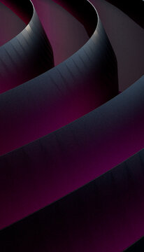 Curved dark ribbons with a gradient of purple creating an abstract spiral pattern.