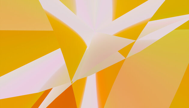 Abstract geometric design with overlapping angular shapes in warm orange and yellow hues.