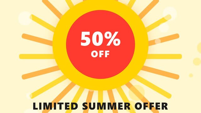 Summer Sale 50 Percent Off Limited Time Offer Animated Graphic.