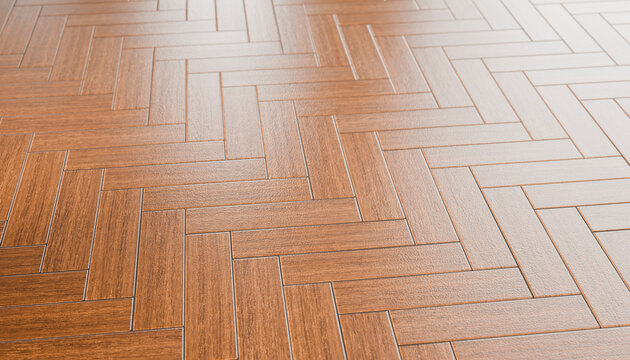 Wooden herringbone parquet flooring pattern, seamlessly interlocking with a polished finish.