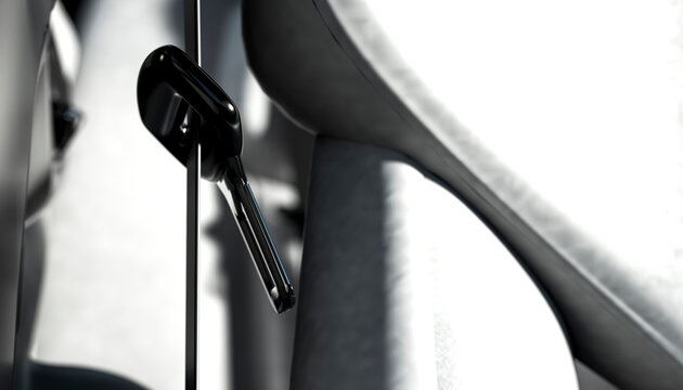 Car keys hanging inside a modern vehicle with a focus on sleek interior design.