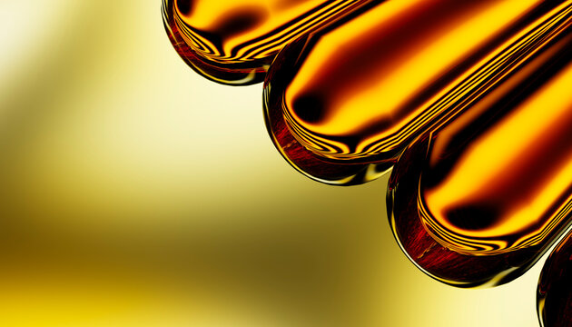 Abstract shapes with smooth, glossy golden tones creating an elegant, futuristic design.