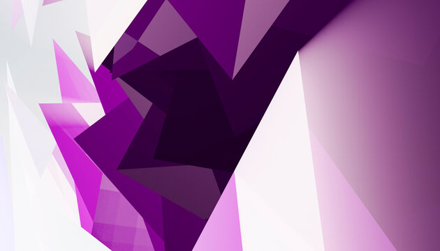 Abstract geometric background with pink, purple, and white polygonal shapes.