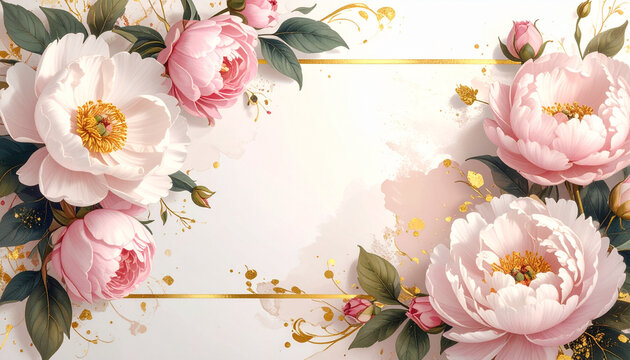 Floral peonies watercolor background