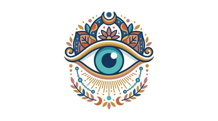 Obraz premium Decorative eye mandala with ornate floral frame.