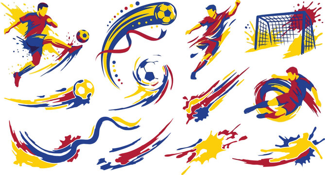 Football nation brush dynamic soccer graphics for sports design team branding and fan merchandise