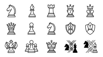 Chess Piece Icons Set - Strategy Game Symbols © Gereh