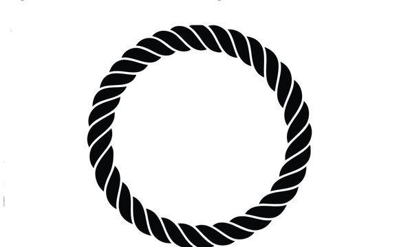 Print Black rope circle frame vector illustration isolated on white background.