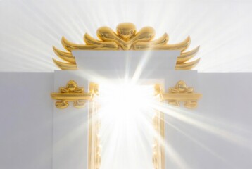 Naklejka premium Golden Gates of Heaven with Radiant Divine Light Rays