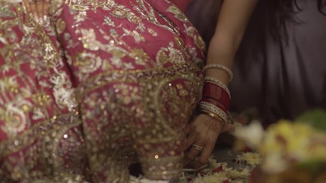 Indian Wedding Rituals with Bride and Groom Performing Sacred Traditions, Pheras, Mandap Ceremony, and Cultural Marriage Customs