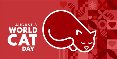 World cat day - banner, poster, vector illustration © KR Studio