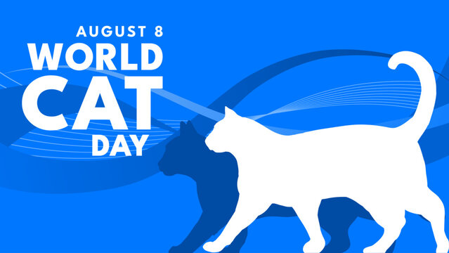 World cat day, blue banner, poster, vector illustration