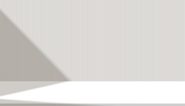 White background,Wall texture,studio interior room and grey floor,Soft light,leaf shadow on window,Empty space,3d podium for product display,Minimal abstract backdrop for cosmetic,Modern home design