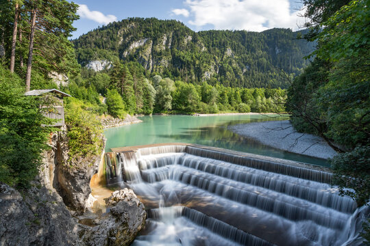 Lechfall in F&uuml;ssen im Allg&auml;u in S&uuml;ddeutschland 