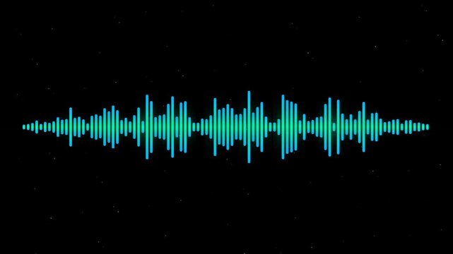 Cyan Digital Sound Wave Frequency Visualization on Black Background for Audio Technology Concept