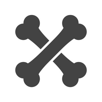 A simple black icon of two crossed bones on white background