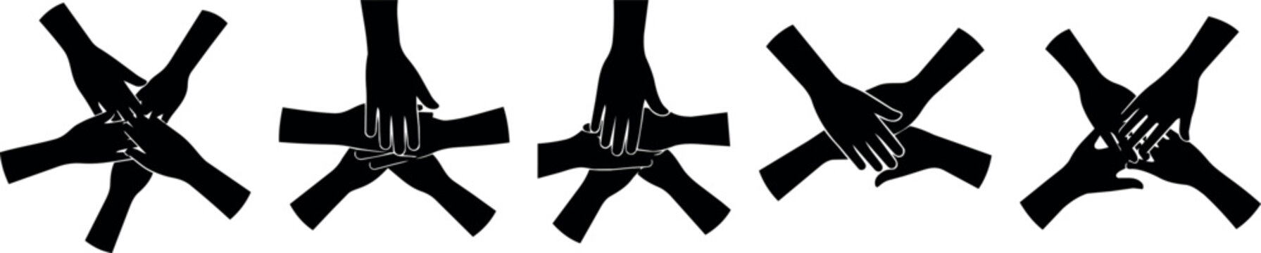 Diverse hands joining together in unity and teamwork, symbolizing collaboration